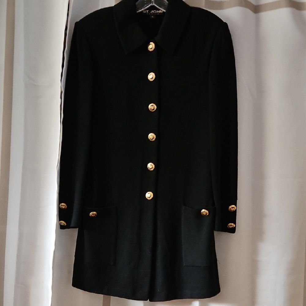 St. John Black Blazer with Gold Accents